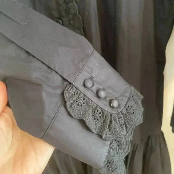 Hunter Bell Black Lace Trim Mock Neck Mini Dress - Picture 6 of 7